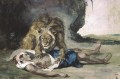 león destrozando un cadáver Eugene Delacroix